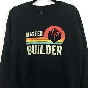 Lego Inspo Master Builder Sweatshirt Sz L Black Graphic Retro Rainbow Streetwear